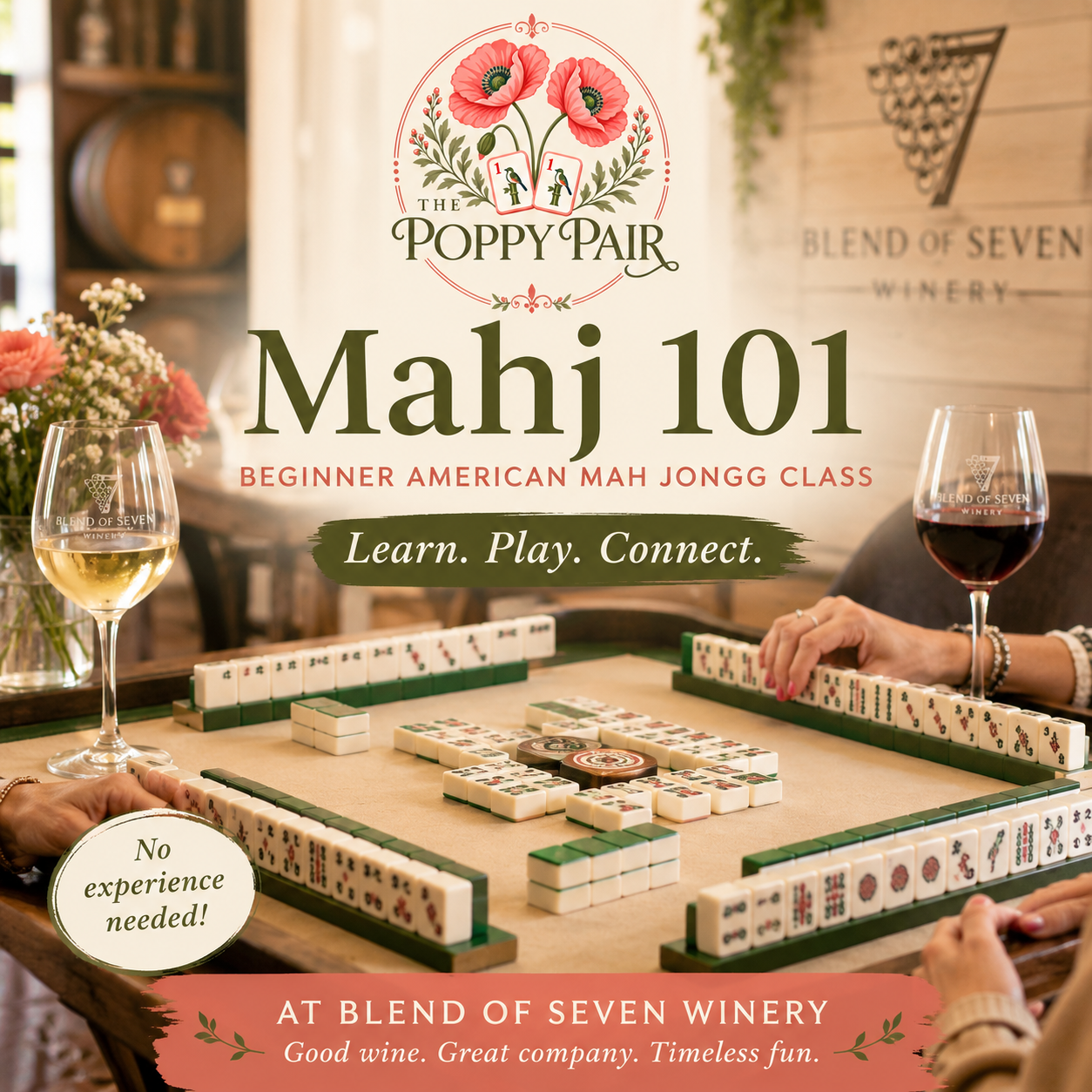Mahj 101 beginner American Mah Jongg class at Blend of Seven Winery in Marion, Ohio.