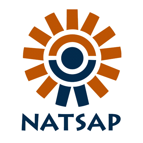 NATSAP logo featuring a colorful geometric design with the organization name underneath.
