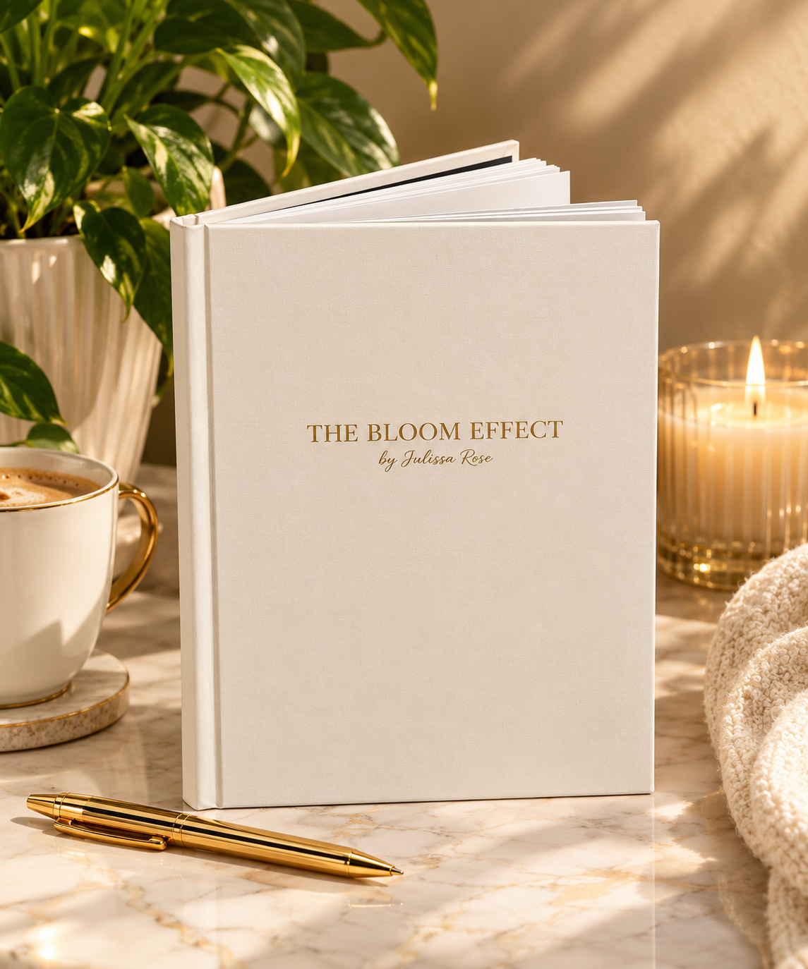 The Bloom Effect hardcover journal | matte cream notebook, gold foil text