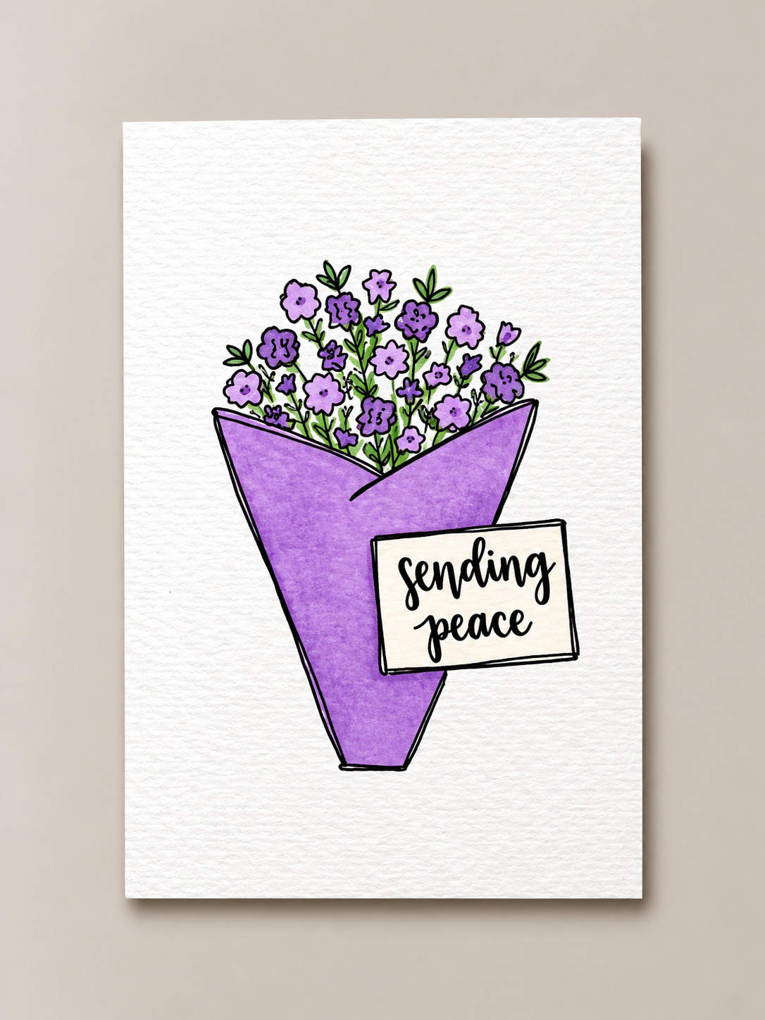 Sending Peace Flower Bouquet Sympathy Card