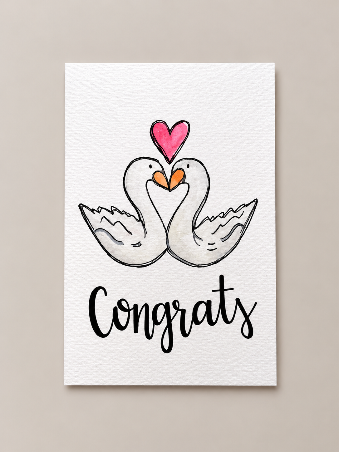 Swans Congrats Wedding Card