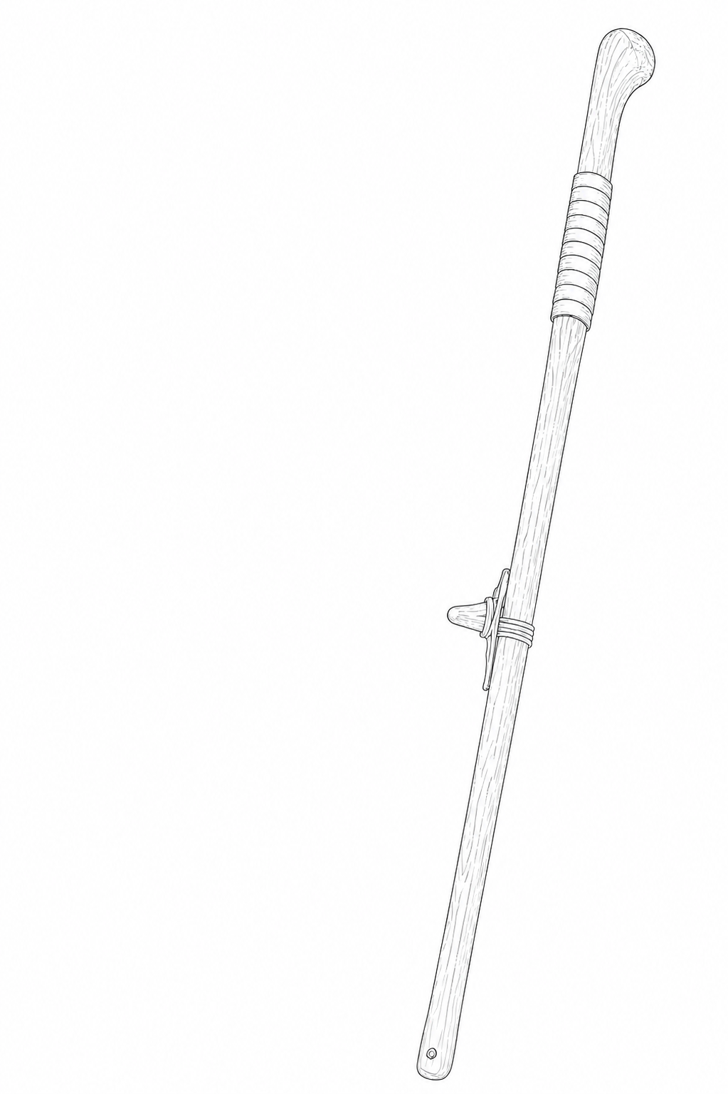 Line drawing of a wooden atlatl