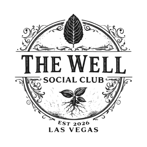 The Well Social Club logo — kava leaf and root design, Las Vegas alcohol-free lounge