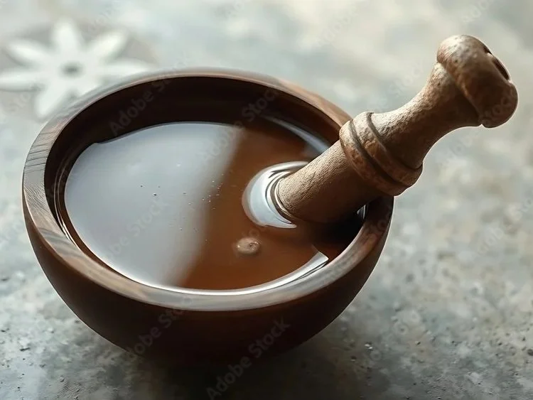 Ceremonial-grade kava prepared in a traditional wooden bowl at The Well Social Club, Las Vegas