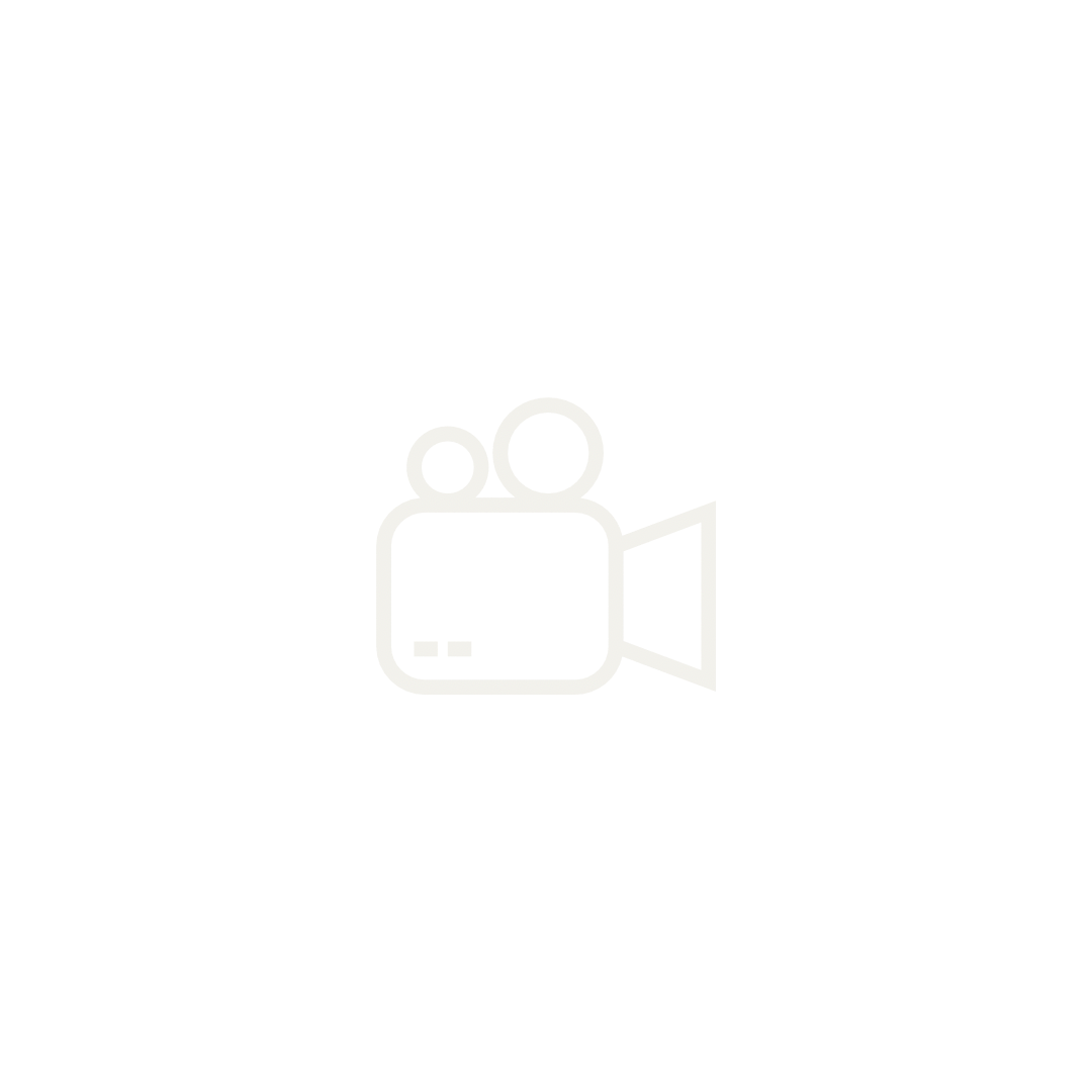 Black background with white outline icon of a video camera.