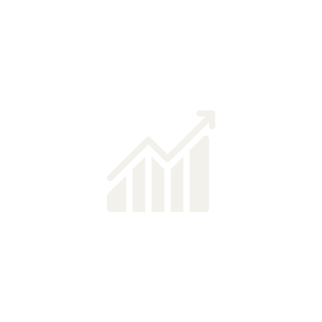 Black background with white upward trending bar graph and arrow icon.
