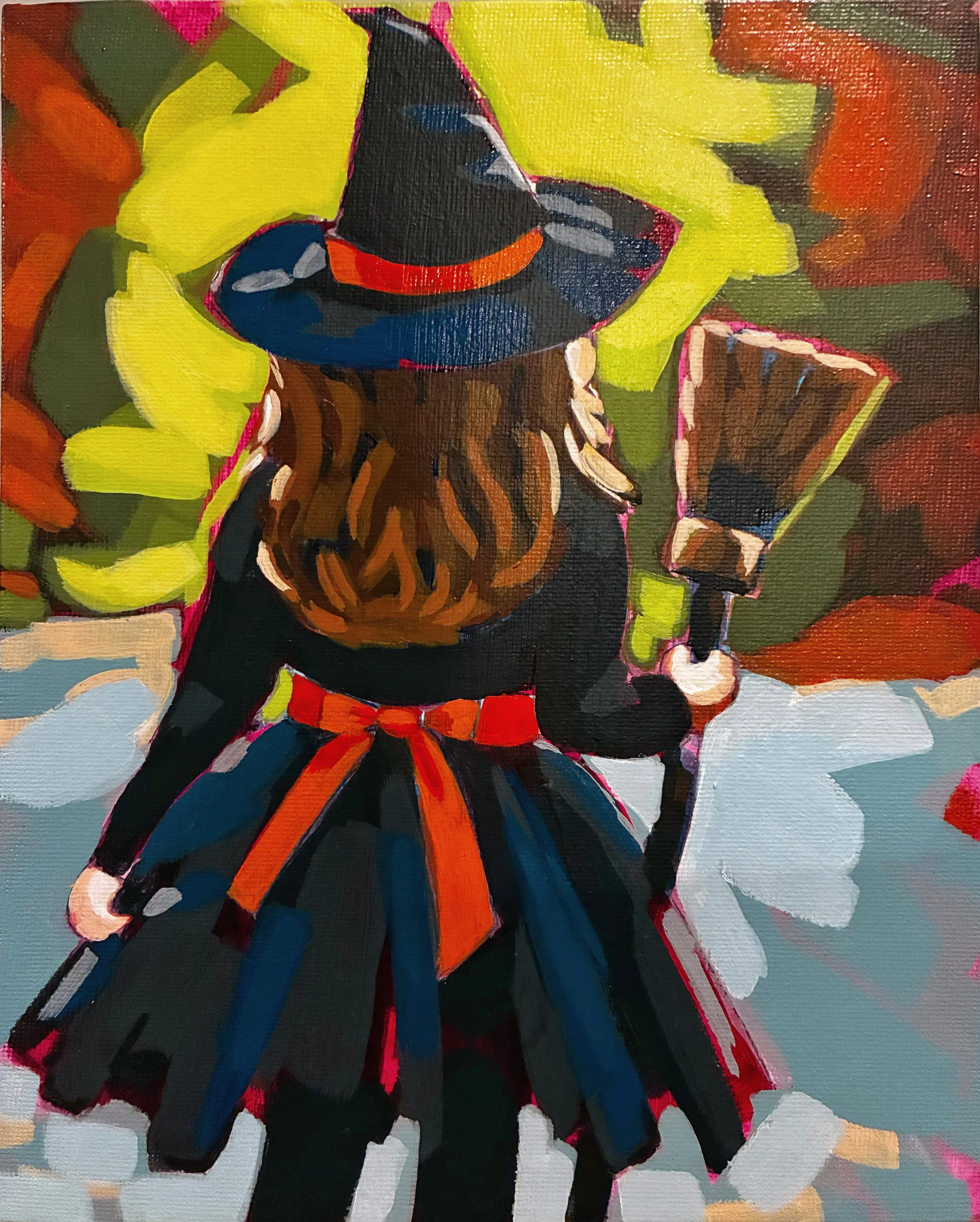 Little witch 8 x 10 thin canvas board- great for framing