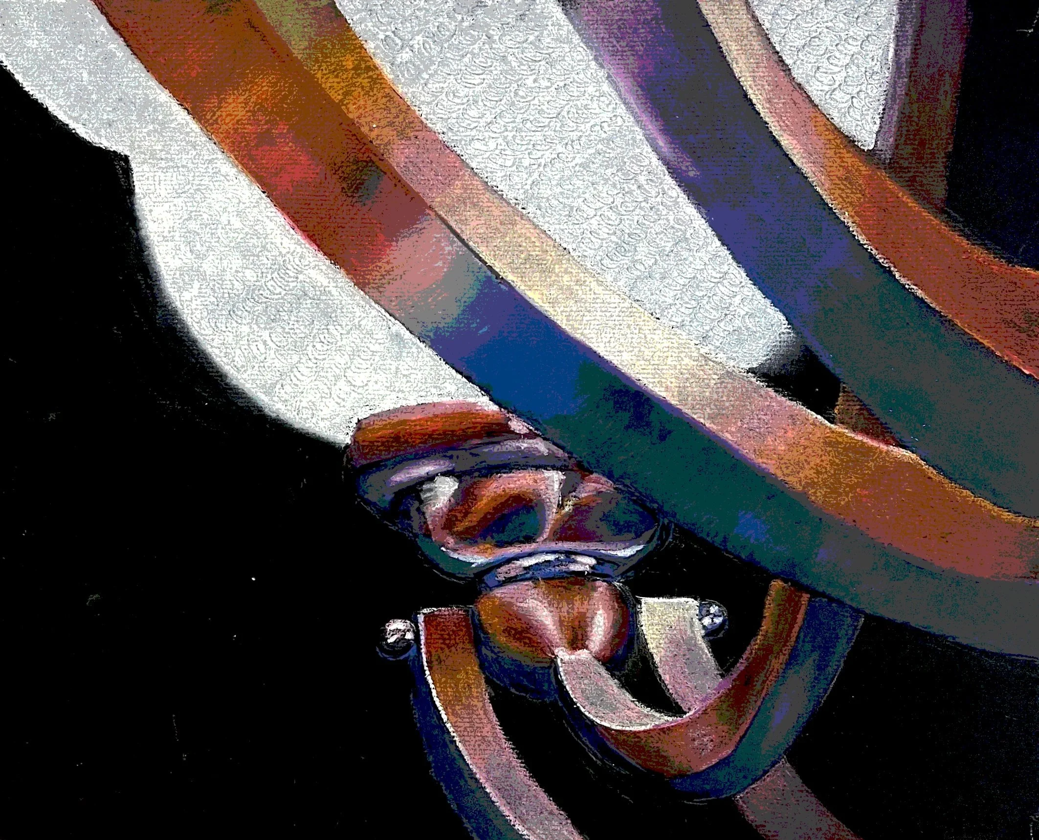 Fauvist style. Modern Fauvism. Fauvist recreation. Zoomed-in architectural drawing of a lamp in oil pastel. High school art. High school artist.