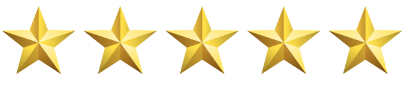 Five gold stars arranged in a row.