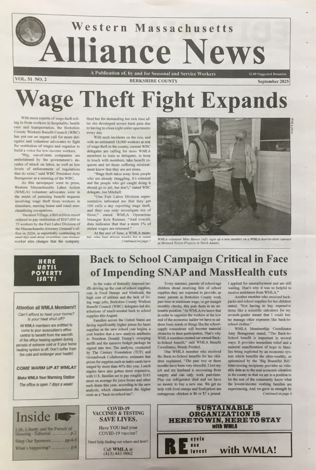 newspaper article about wage theft fight