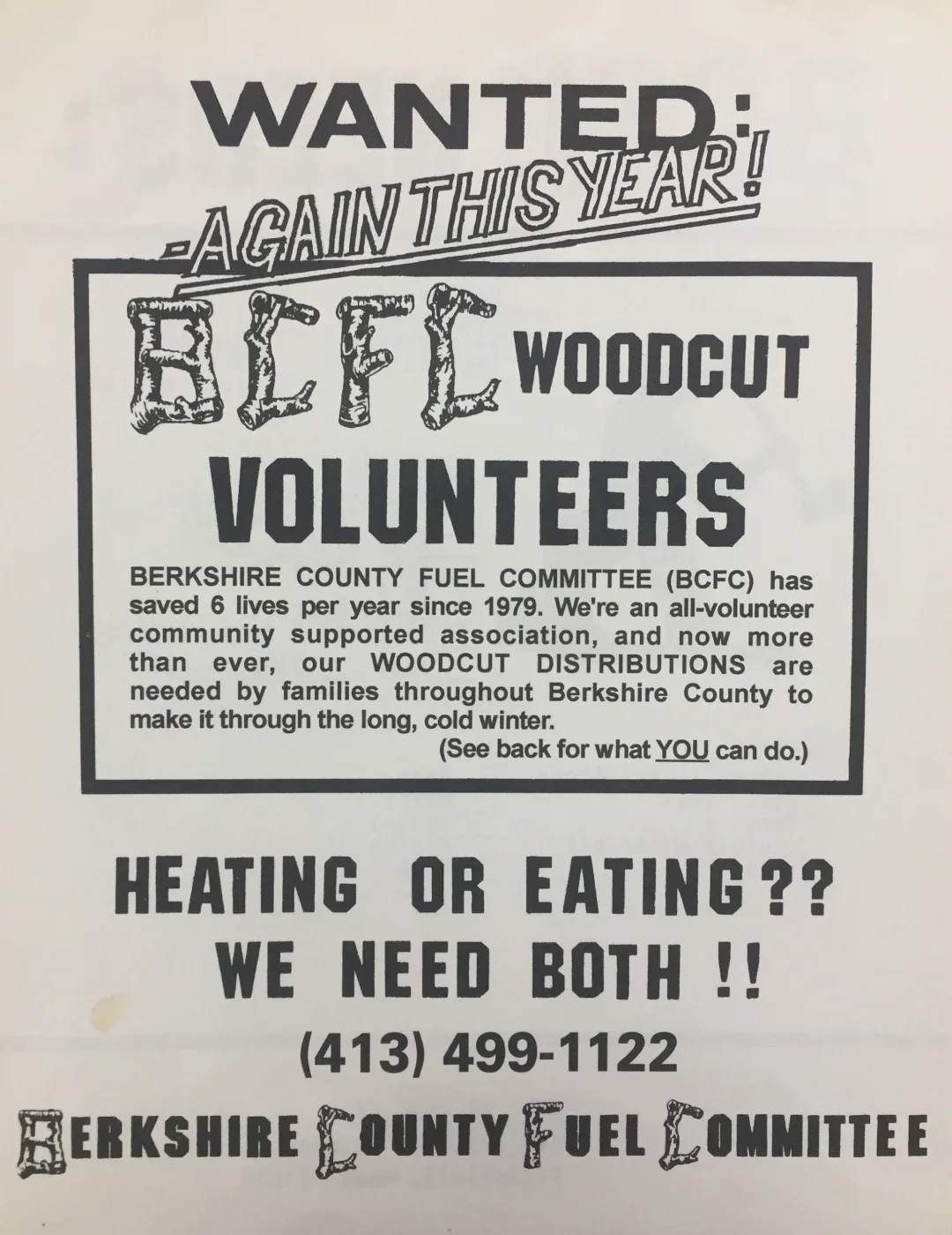 Flyer for BCFC woodcuts
