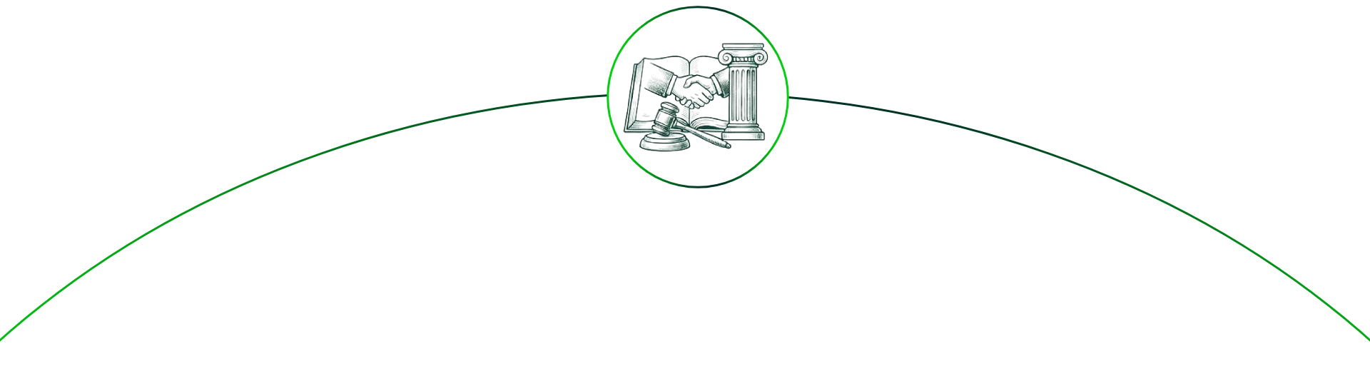 Icon of two hands shaking behind gavel