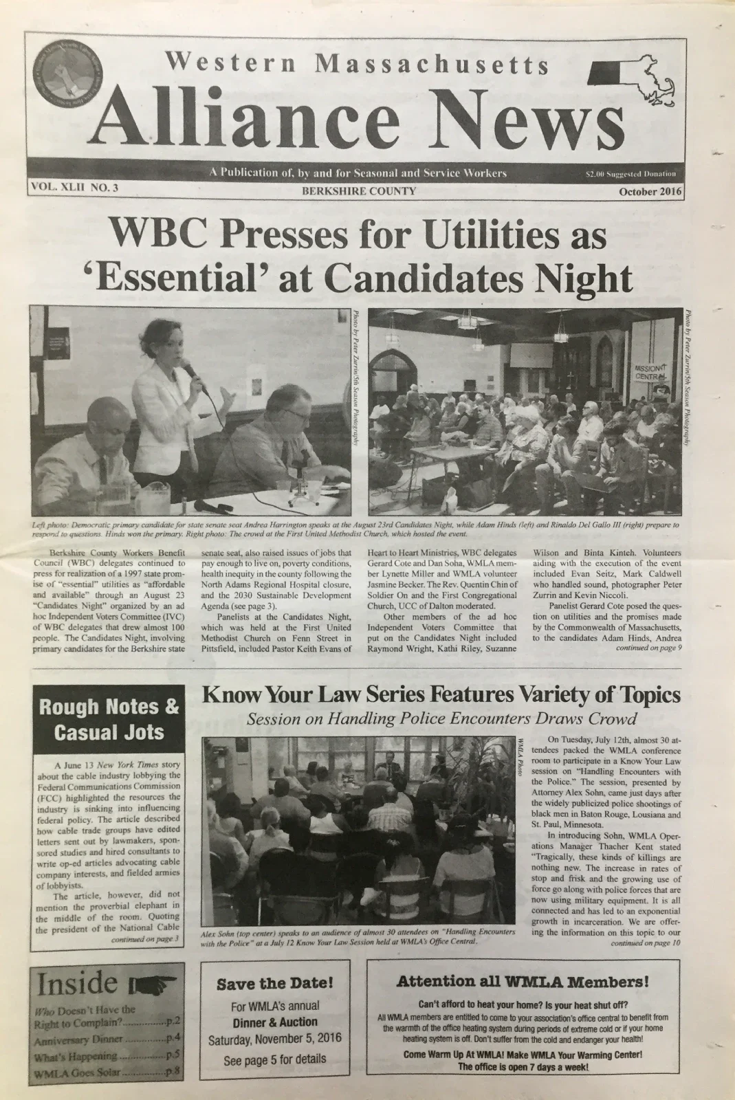 newspaper article about candidates night