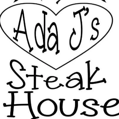 Hand-drawn logo with a heart shape featuring the text 'Aloha J's' inside the heart and 'Steak House' below it, all in black and white.