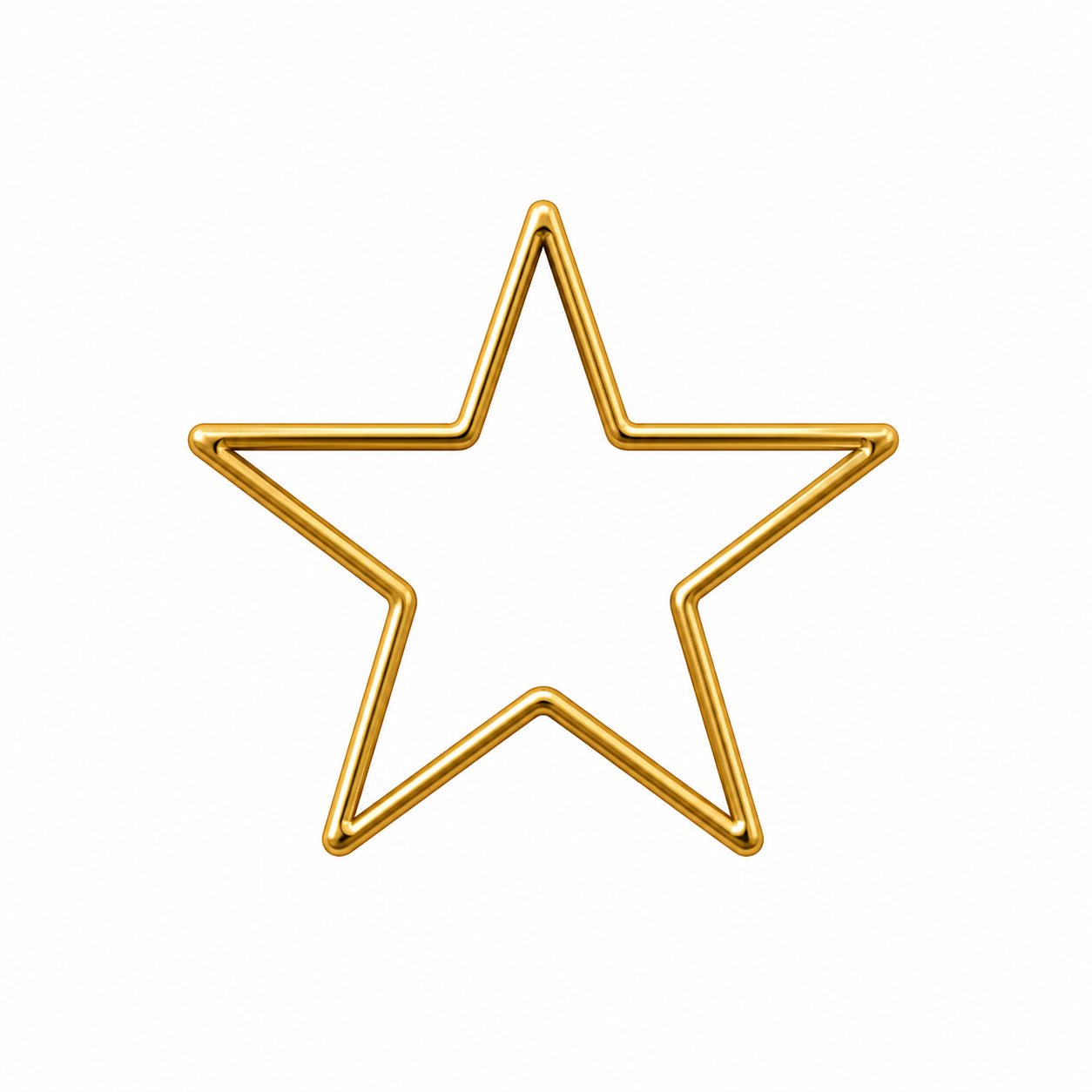 Golden star-shaped outline on a white background.