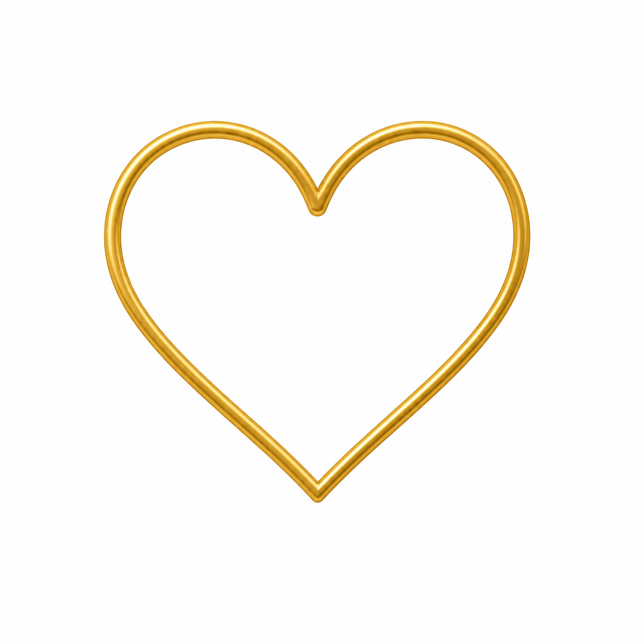 Gold heart-shaped outline on a white background.