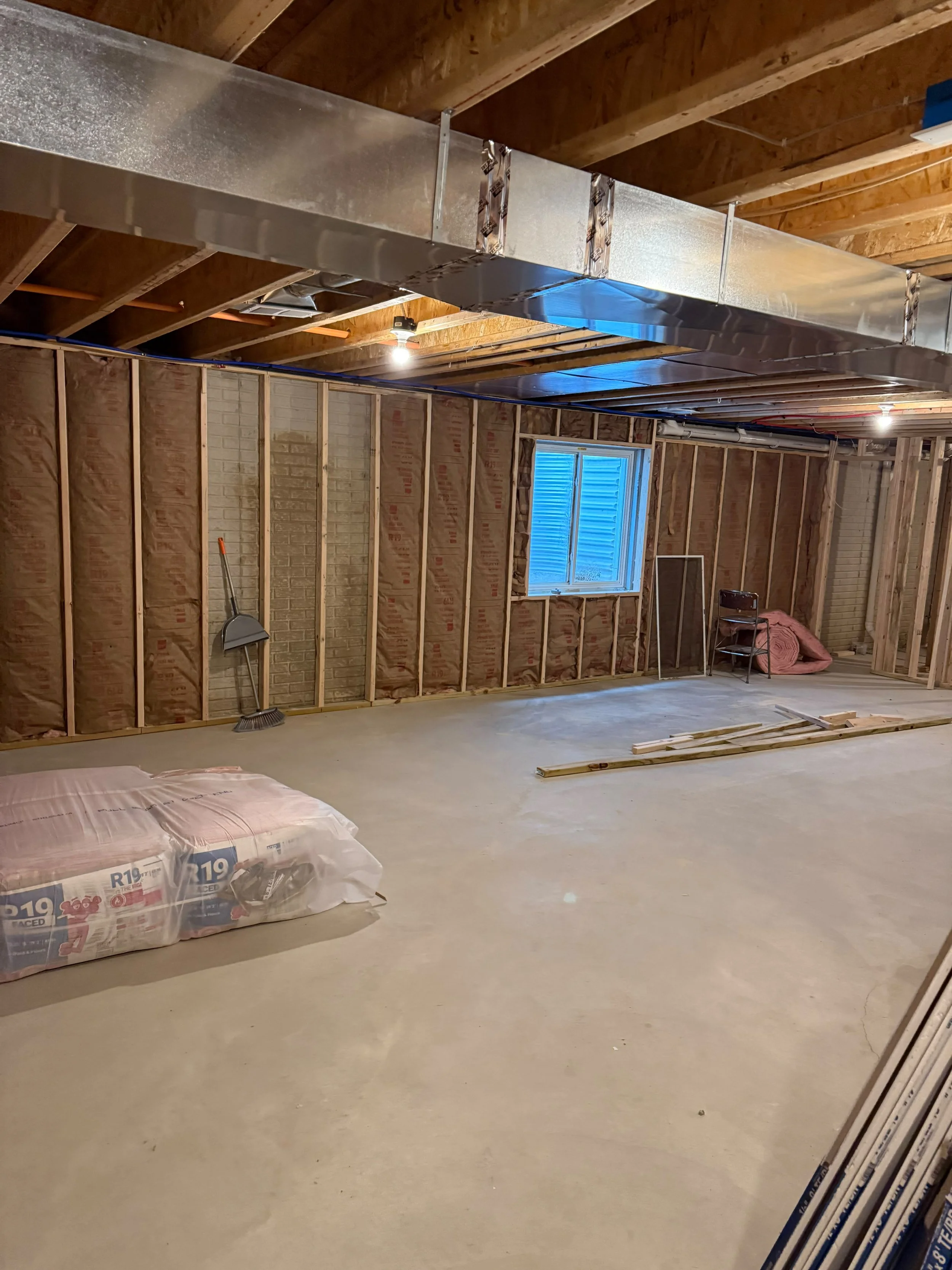 Precision framing completed to define the new living areas, ensuring a strong structure and a seamless finish.