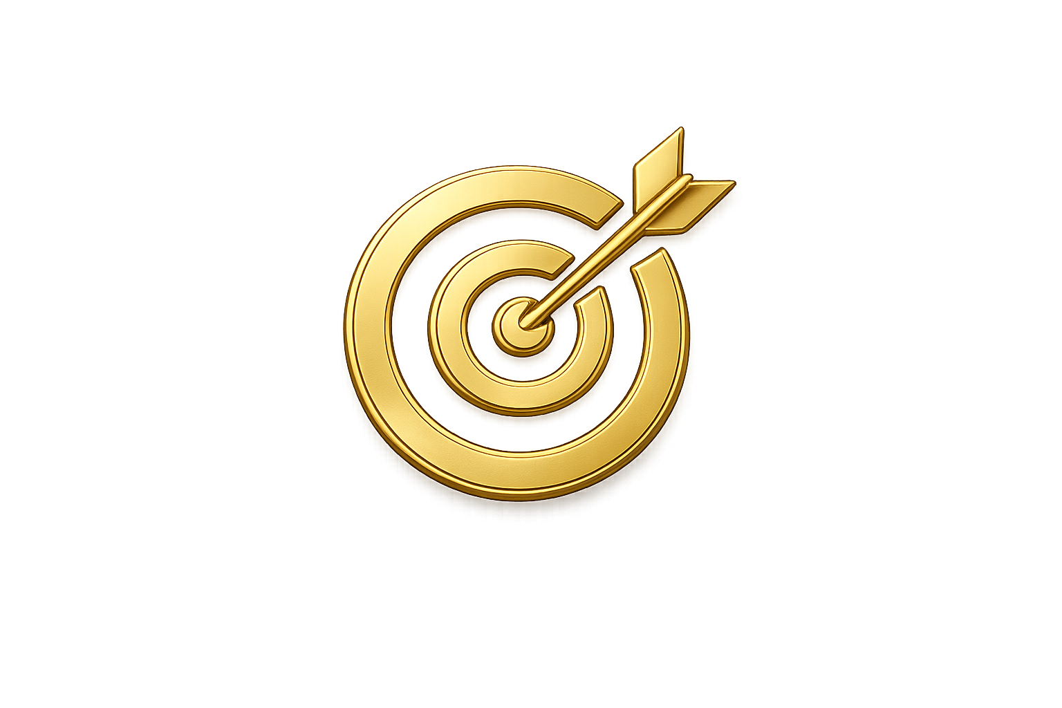 Gold target with an arrow hitting the bullseye, symbolizing precision or achievement.