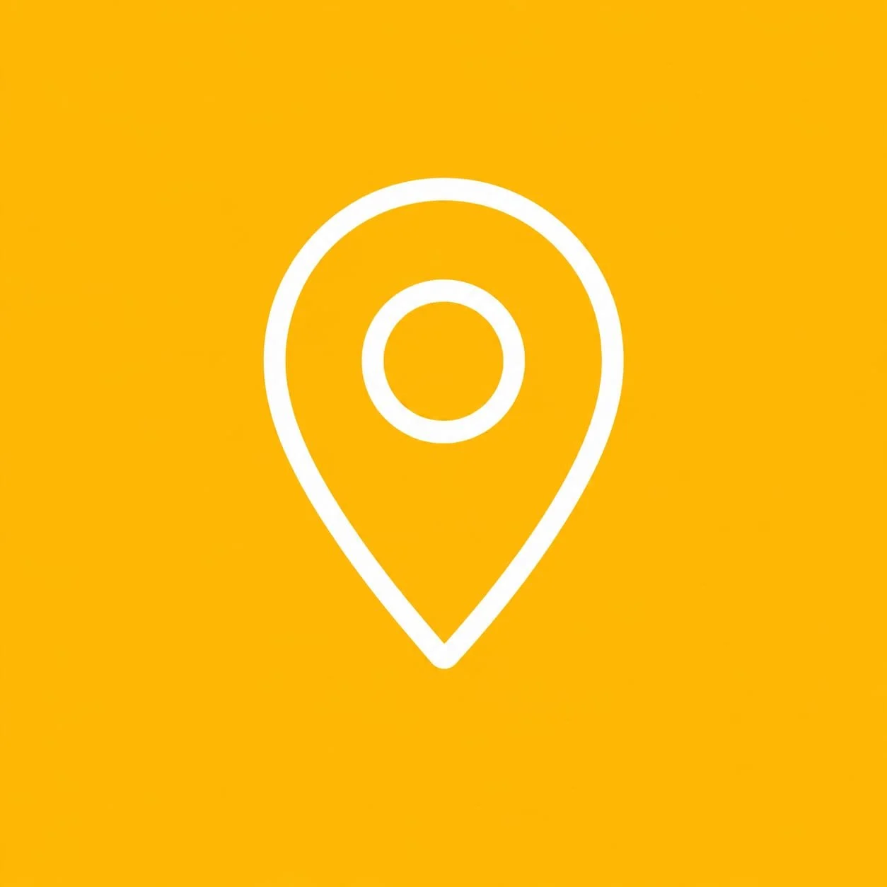 Yellow background with white location pin icon in the center.