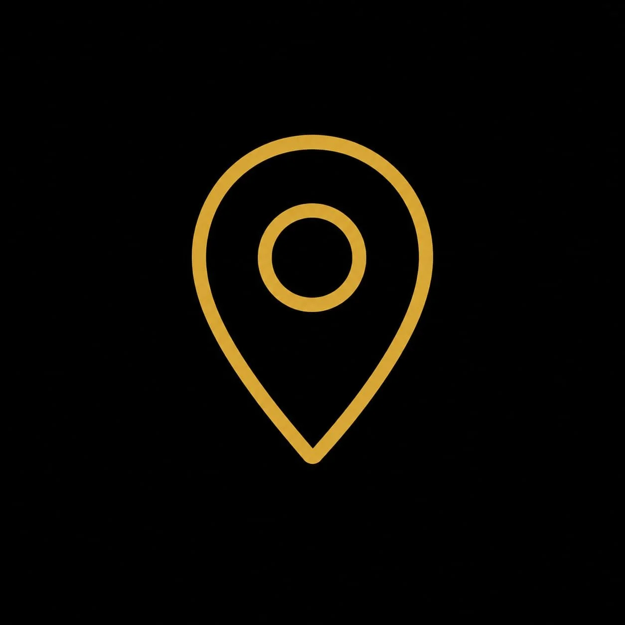 A yellow location marker icon on a black background.