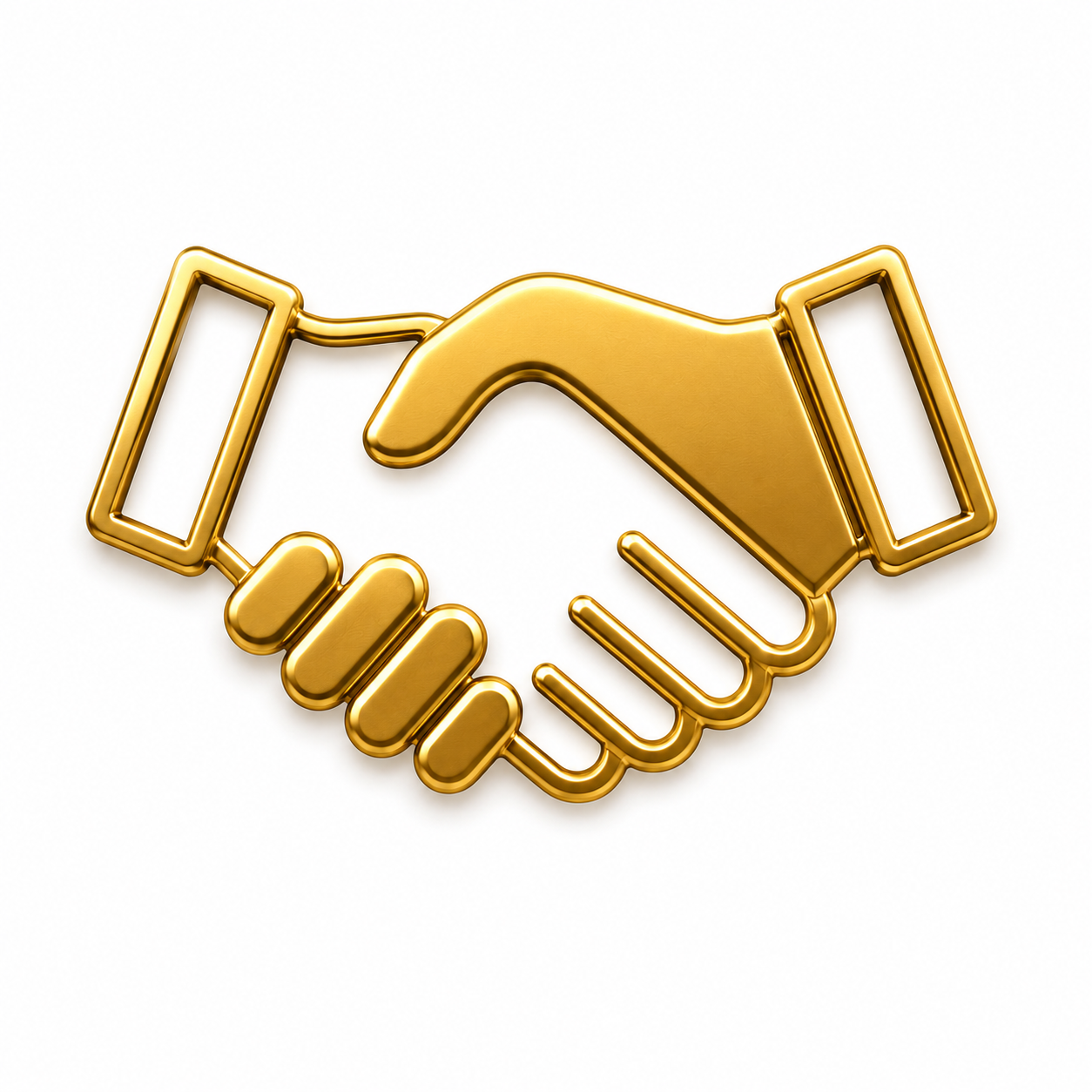 Golden 3D icon of two hands shaking.