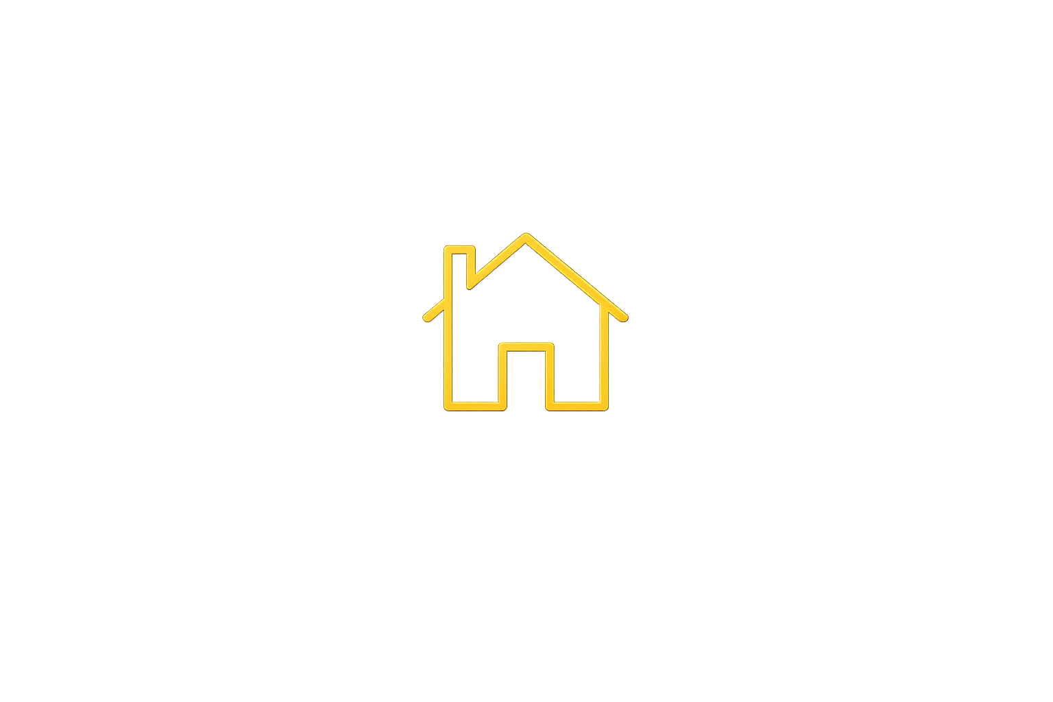 A digital illustration of a house icon in yellow, with a hand icon pointing towards it, suggesting home selection or navigation.