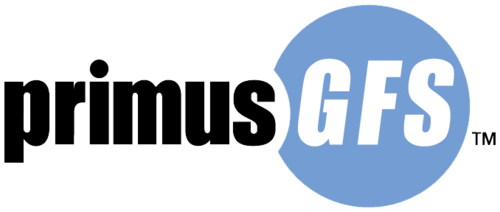 Primus GFS logo with black text and a blue circle containing white text