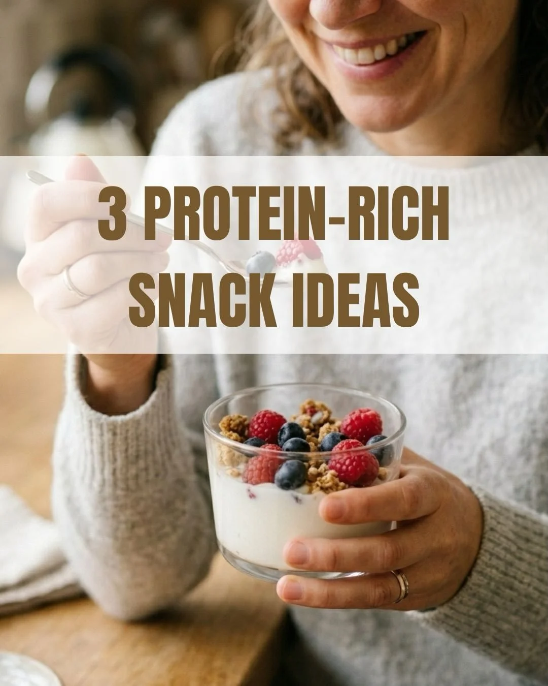 PROTEIN IS ESPECIALLY IMPORTANT DURING PERIMENOPAUSE. 
Because women naturally begin losing muscle mass as estrogen declines.

Protein helps stabilise blood sugar, maintain energy, support mood, reduce cravings, and keep you fuller for longer.

Try t