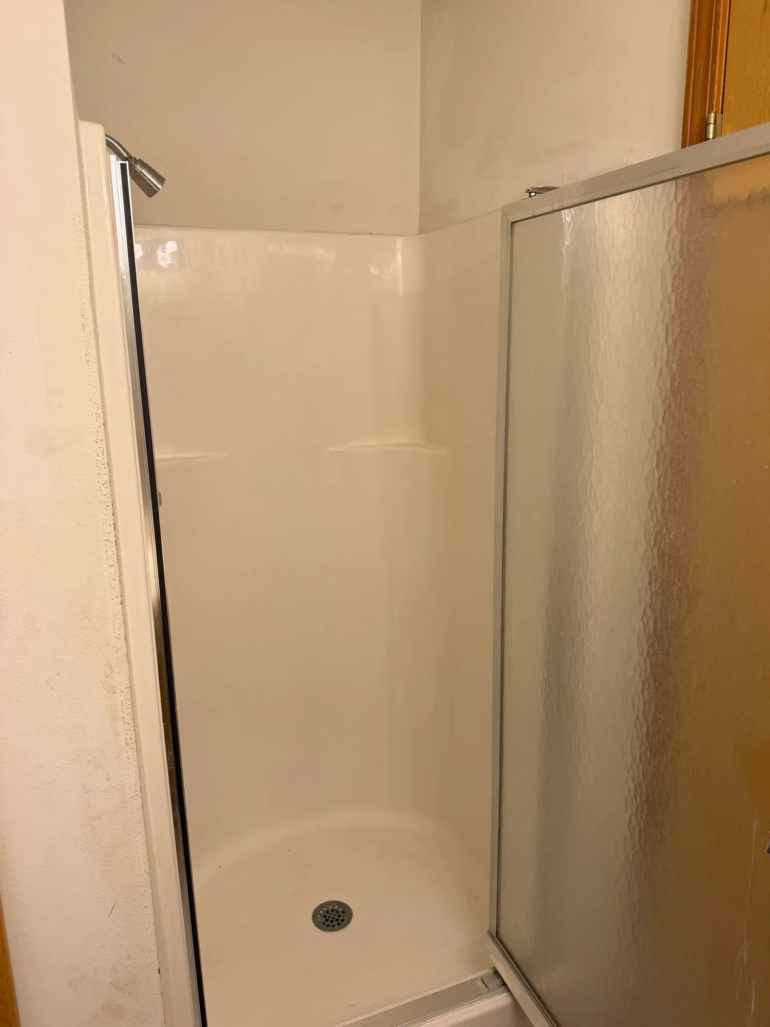  Walk-in shower with glass door 