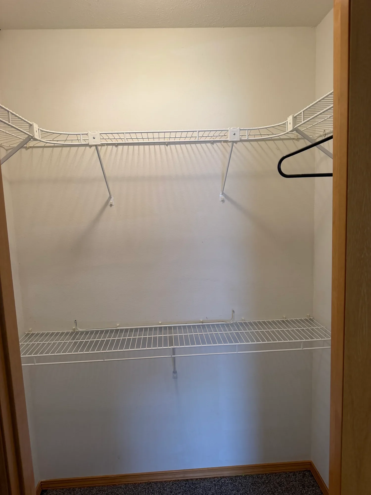  Closet with wire shelving and hanging rod 