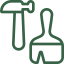 A green illustration of a tools used for home maintenance