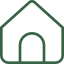 Icon of a house with a pitched roof and a door.