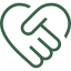 An outline of two hands shaking, symbolizing agreement or partnership.