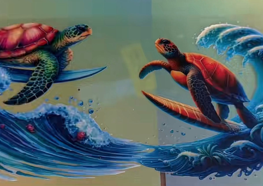 Surfs up Sea turtle