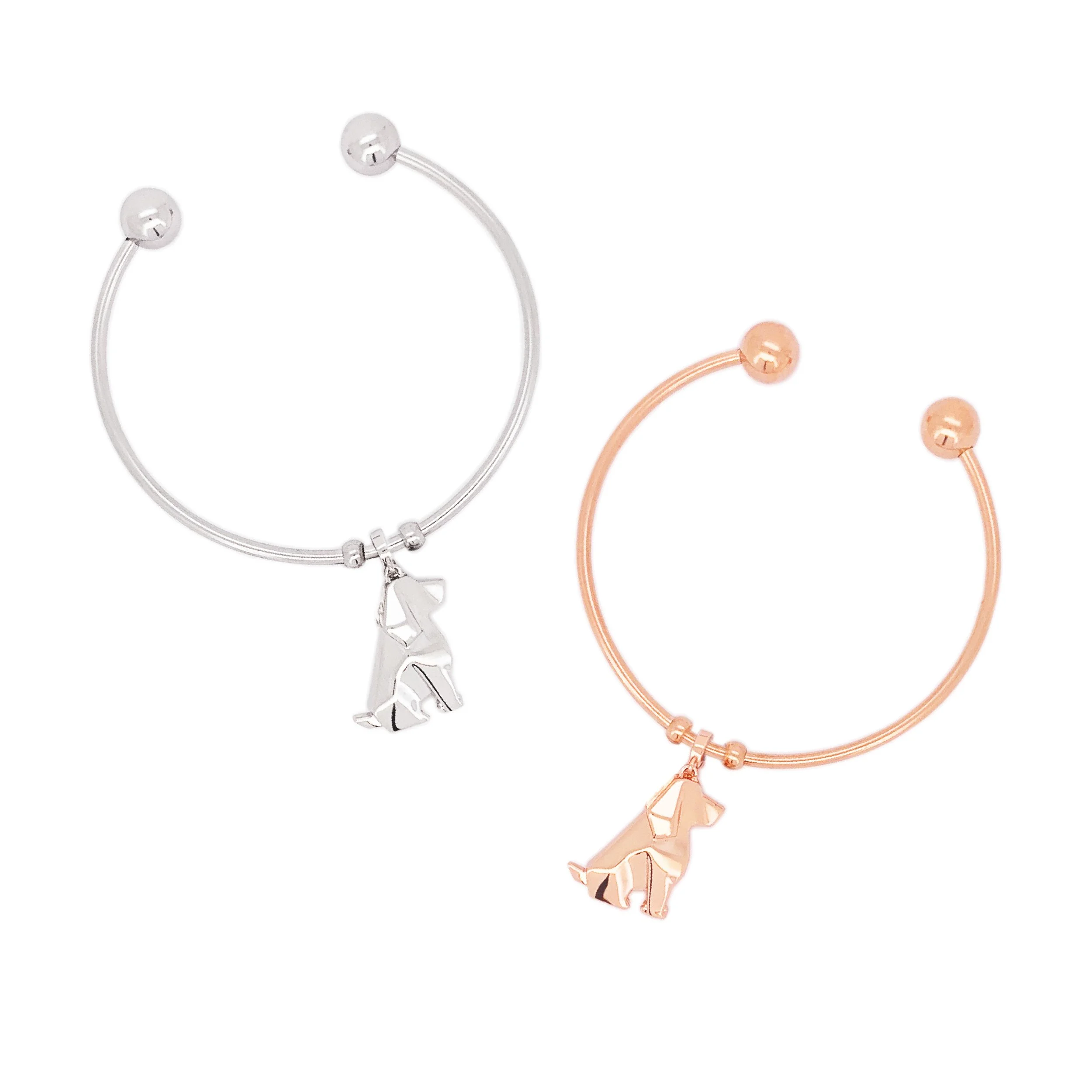 Origami Dog Open Cuff Bracelet - AB04