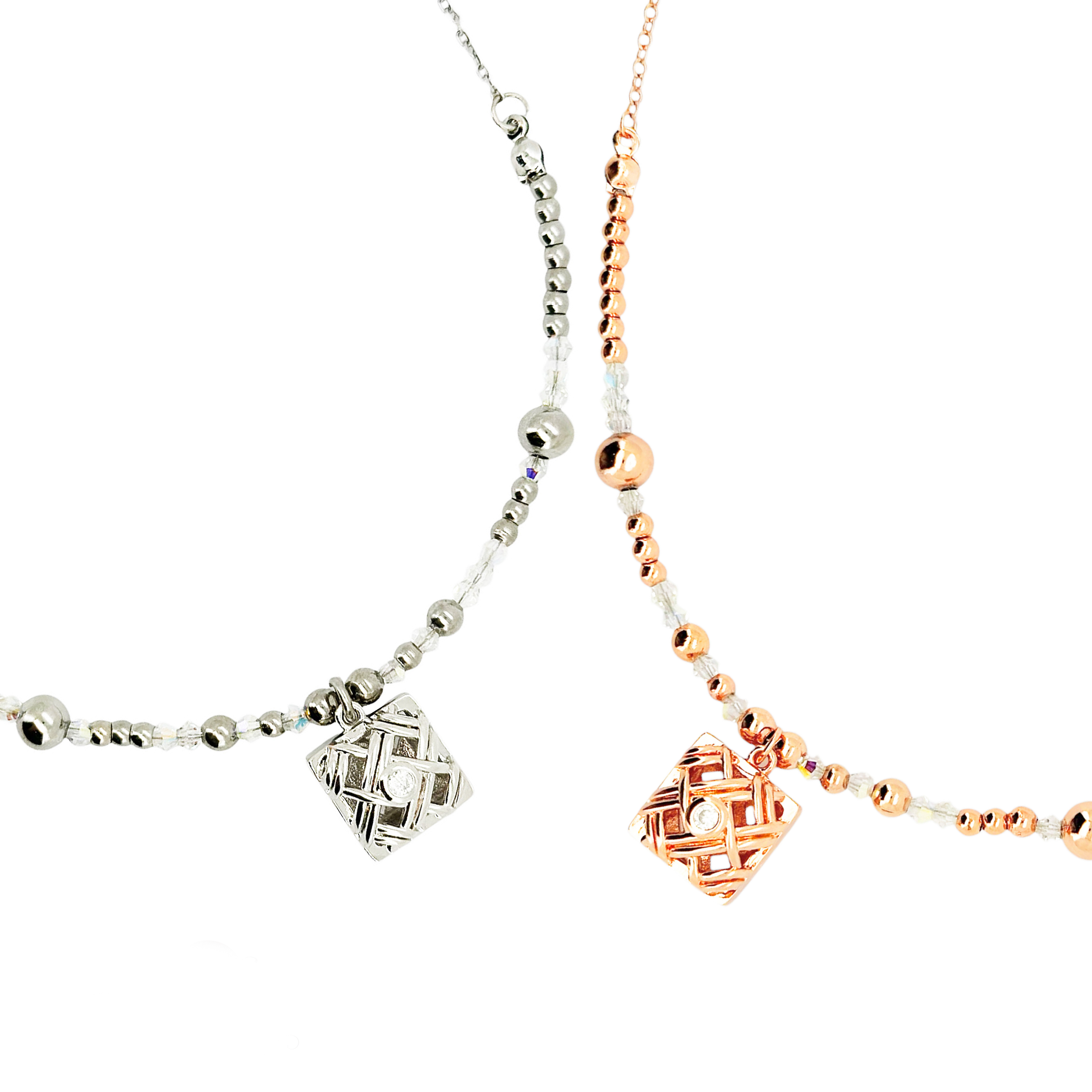Elegant Dual-Tone Crystal Necklace - BN10