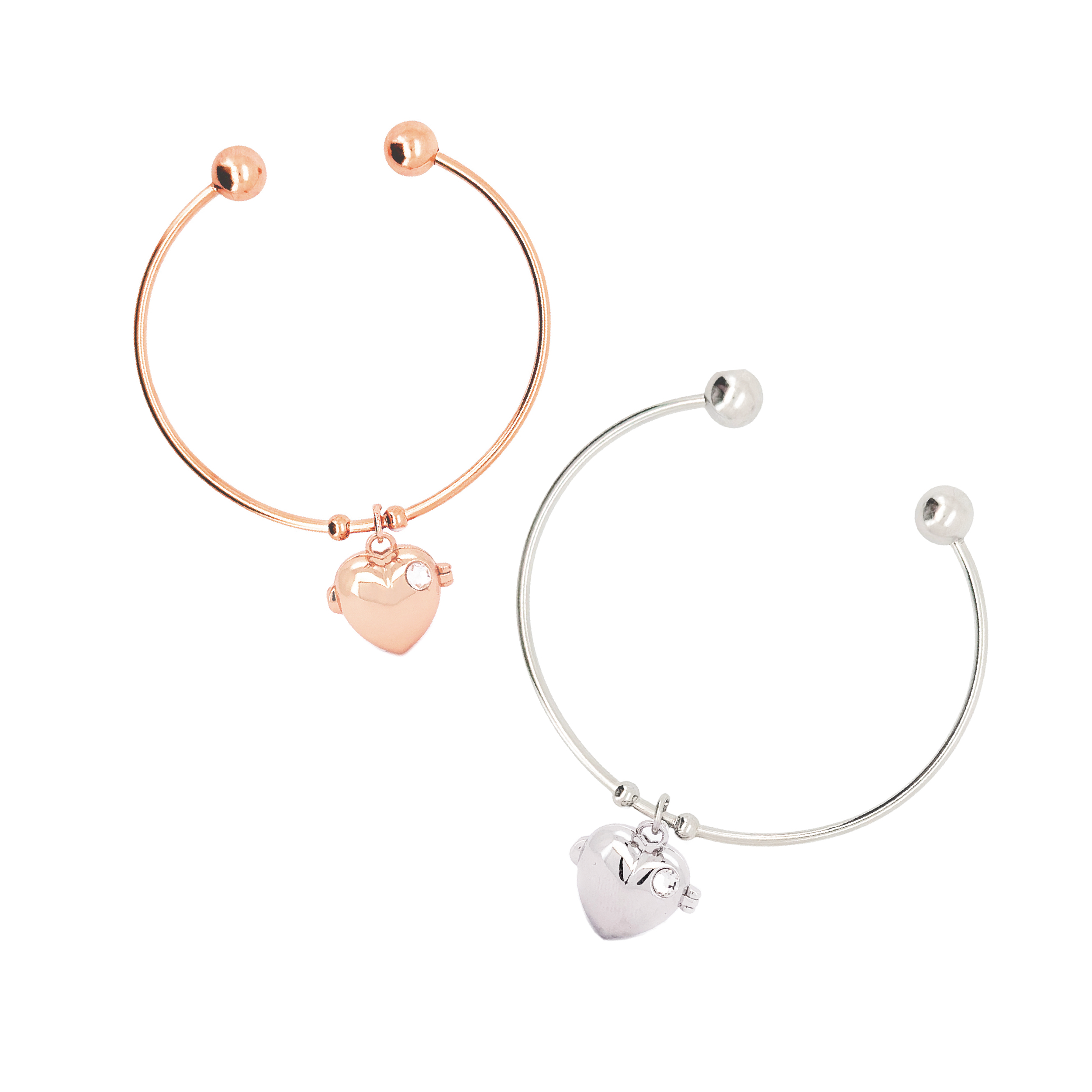 Heart Charm Open Bangle - BB05