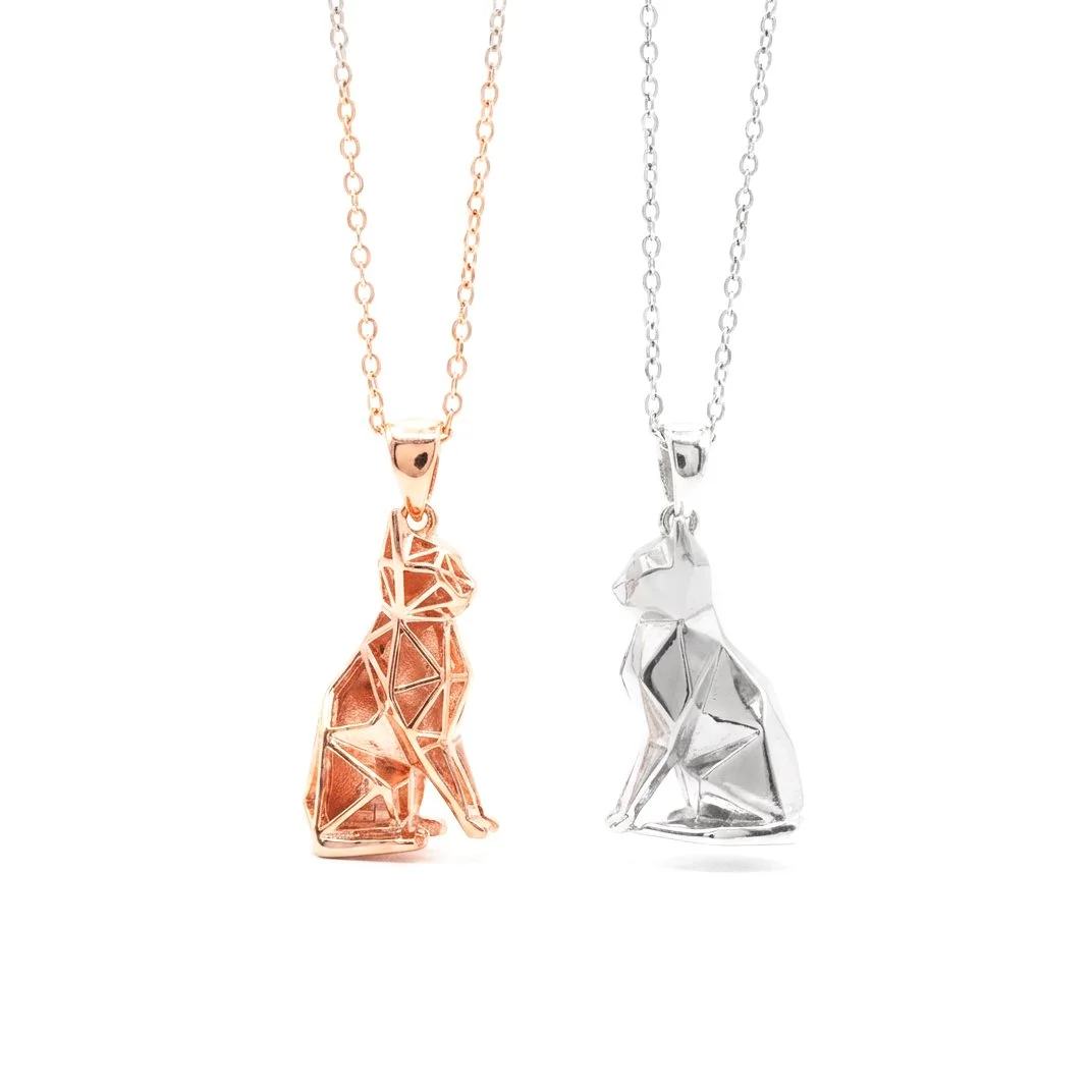 Origami Cat Pendant Necklace (AN06)