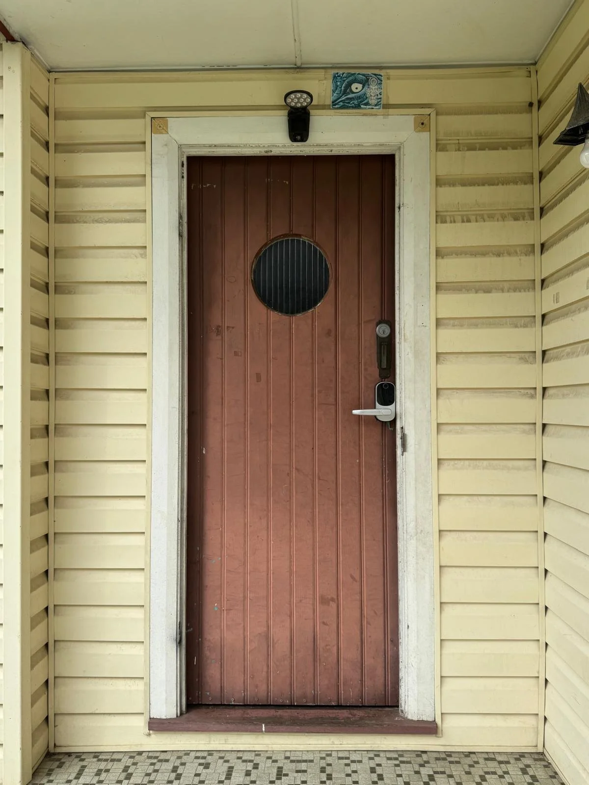 Smart lock installed on the front door of a co-living property in Rosehill 