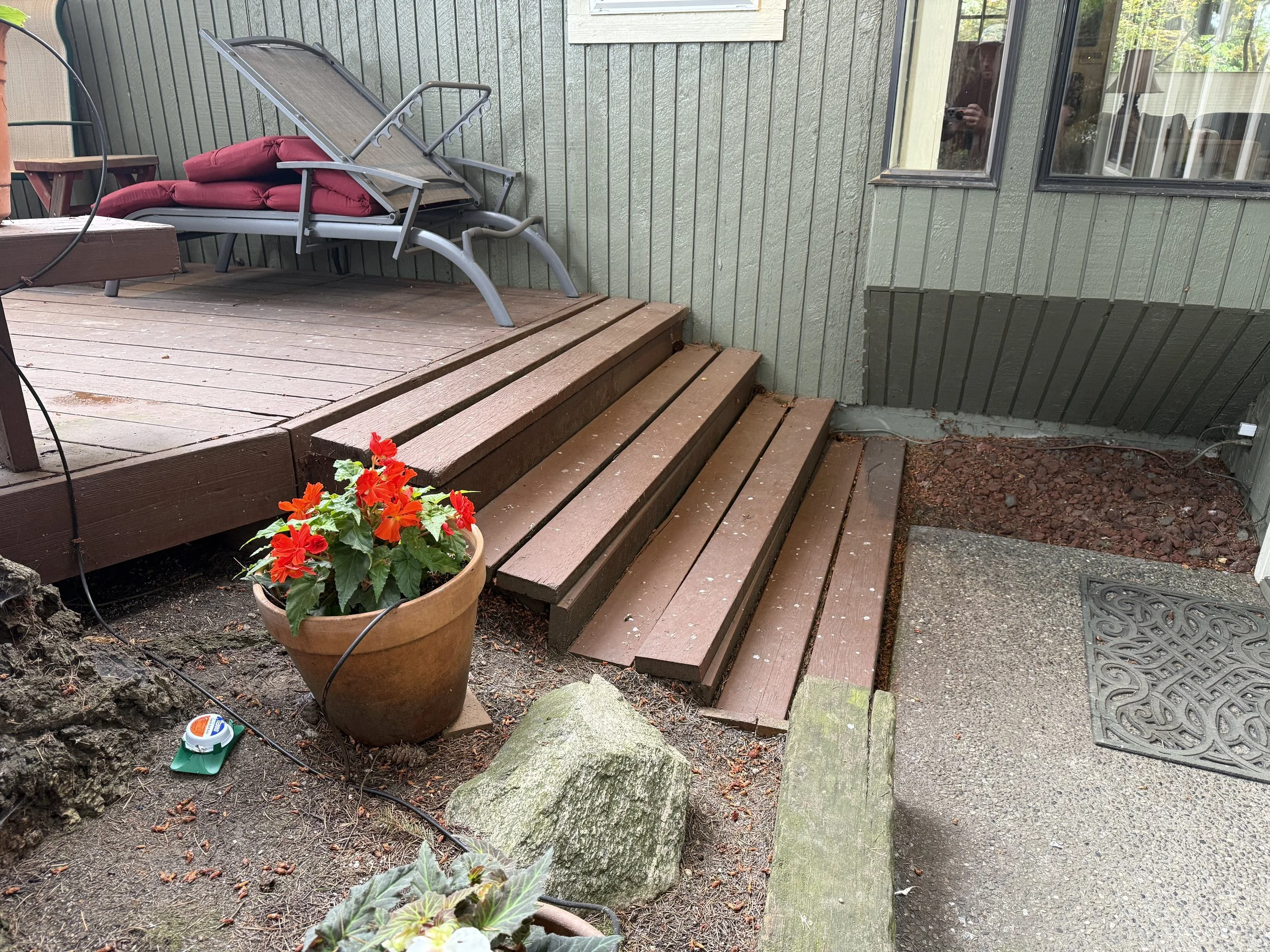 Deteriorated exterior steps ready for a full rebuild.
