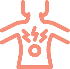 Illustration of a shirt with lightning bolt and explosion symbols, representing an allergic reaction or skin irritation.