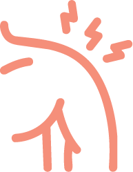Stylized illustration of a person experiencing back pain or discomfort