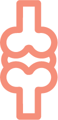 Stylized icon of a human large intestine in pink with a simple outline.