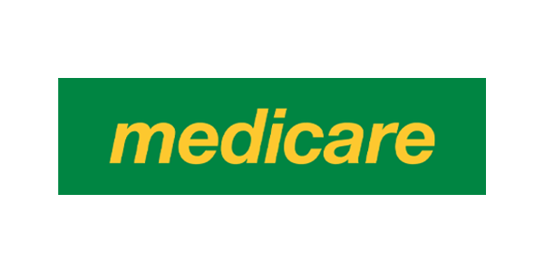 Medicare logo with yellow text on a green background.