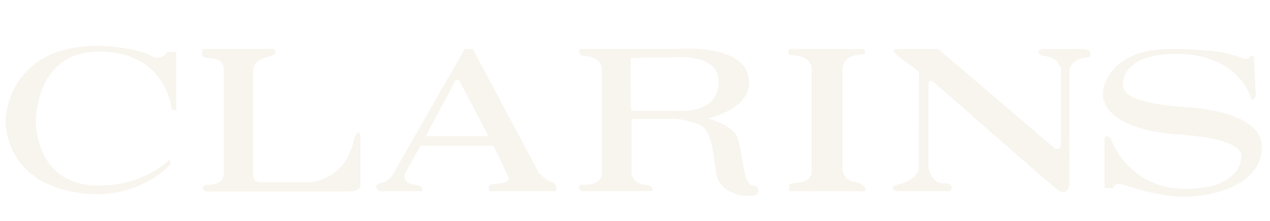 The word 'CLARINS' in large, white, capitalized letters on a black background.
