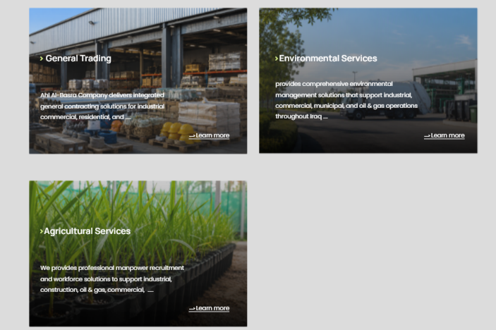Collage of three images: top left shows a warehouse with industrial equipment, top right shows a vehicle in an outdoor environmental site, bottom shows green seedlings in a nursery.