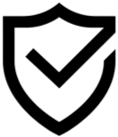 Black shield icon with a check mark