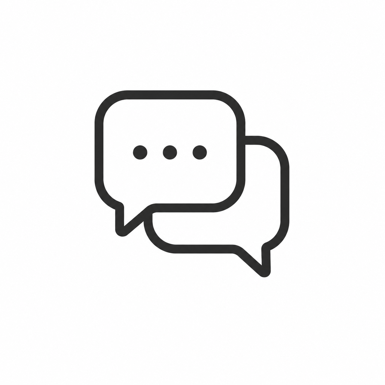 Icon of two chat bubbles, one overlapping the other, with three dots inside the front bubble.