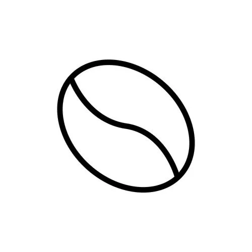 Line drawing of a coffee bean.
