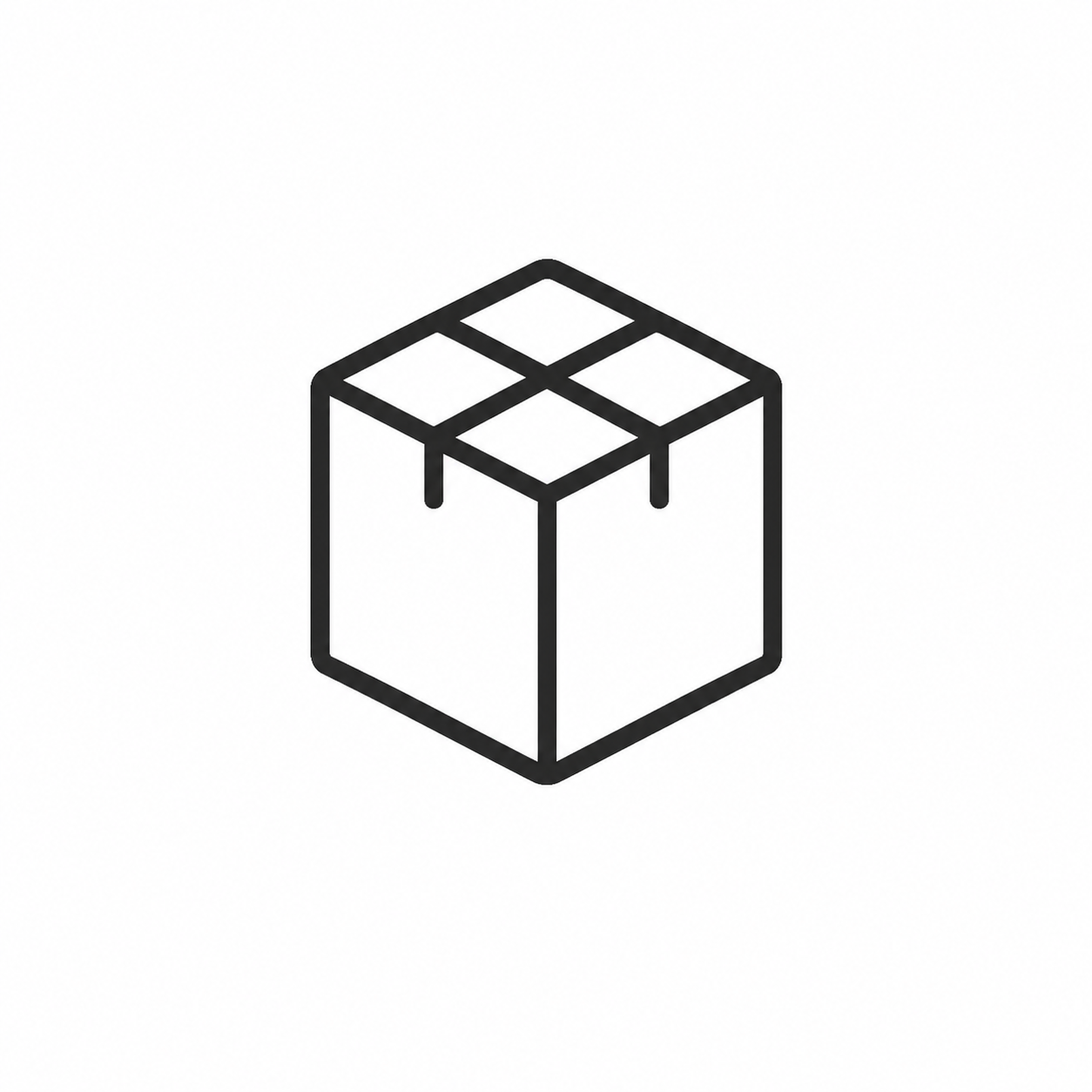 Outline of a Rubik's Cube with an isometric view.